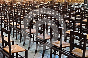 Church seating in a Paris cathedral
