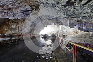 The Church, the second room in the Scarisoara glacier, Romania.