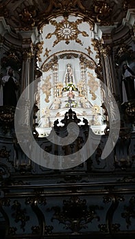 Church of Senhora do Carmo, Carmelite order. Golden details. Portuguese late Baroque, Rococo style