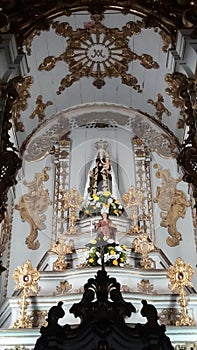 Church of Senhora do Carmo, Carmelite order. Golden details. Portuguese late Baroque, Rococo style