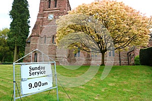 Church and service sign.