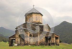The church in Shenako village, Tusheti region (Georgia)