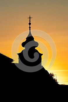 Church silhouette sunset