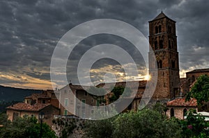 Church in small Provencal town Moustiers-Sainte-Marie, France