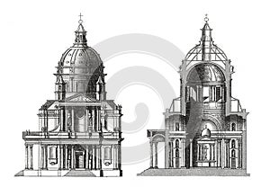 Church of the Sorbonne | Antique Architectural Illustrations