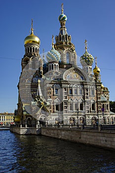 The Church of the Spilled Blood beside a canal in St Petersburg