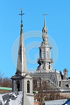 Church spires in Quebec City, Canada