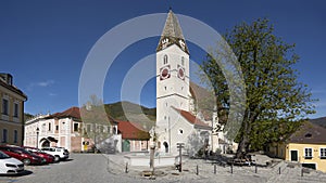 Church of Spitz an der Donau & Fountain, Wachau, Niederosterreich, Austria