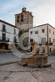 Church square in San Martin de Trevejo, Caceres, Extremadura, Spain photo