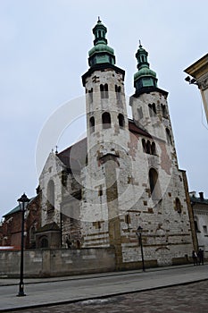 The Church of St. Andrew in the Old Town district of KrakÃ³w, Poland