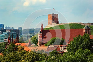 Church of St. Anne and Gediminas Tower in Vilnius, Lithuania