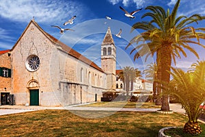 Church of St. Dominic in Trogir Croatia. St Dominic church (Dominican church) in the old town of Trogir, Croatia. Seagull's flyin