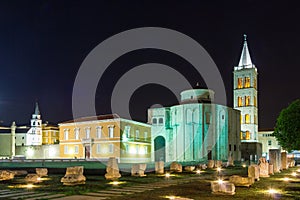 Church of St. Donat at night. Zadar. Croatia