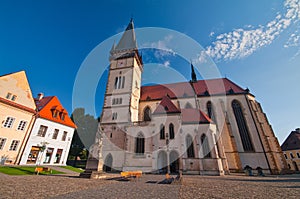 The church of st. Egidius on Town hall square in Bardejov town during summer