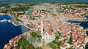 Church of St. Euphemia in old Croatian town Rovinj in summer