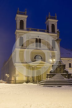 Church of St. Francis Xavier at Banska Bystrica during winter