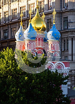 Church of St George in Moscow, Russia. Scenery of old Russian Orthodox temple