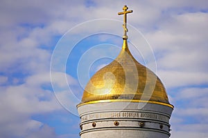 Church of St. George the Victorious against the blue sky.