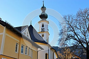 Church in St. Gilgen at lake Wolfgangsee, Austria, Europe.