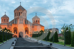 church of St. Gregory in the evening in Erevan