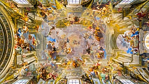 The ceiling of the Church of Saint Ignatius of Loyola in Rome, Italy. photo