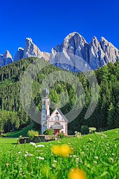 Church St. Johann in Ranui, Villnoess valley, South Tyrol, Italy photo