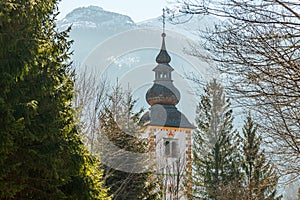 Church of St. John the Baptist by the Bohinj Lake in Ribcev Laz, Slovenia