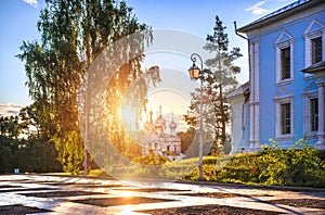 Church of St. John Zolotoust in the rays of the sun in the city of Vologda