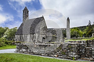 Church of St Kevin Glendalough with bell tower