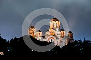 Church of St. Marco at night. Belgrade, Serbia