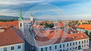 Church of St. Mark timelapse and parliament building Zagreb, Croatia.