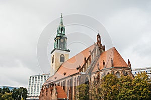The Church of St. Mary in Berlin in Germany on the Alexanderplatz square.