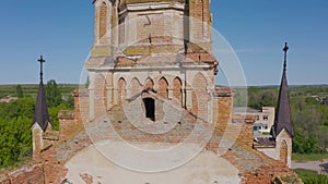 Church of St. Mary in the neo-gothic style in the village of Kamenka, Saratov region, Russia. The ruins of the church