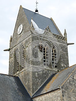 Church of St Mere Eglise, Normandy - Paratrooper