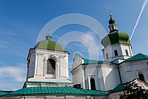 Church of St. Nicholas the Pristisk in historical neighbourhood Podil in Kiev, Ukraine