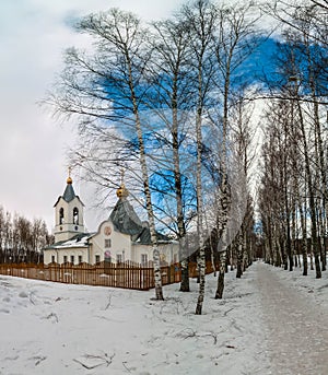 The Church of St. Nicholas in the village Kudinovo of the Kaluga region of Russia.