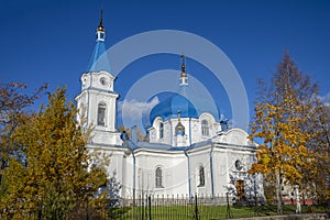The Church of St. Nicholas the Wonderworker in the golden autumn. Sortavala. Karelia