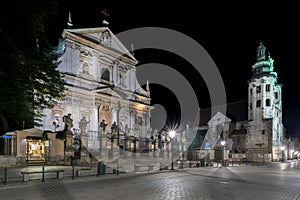 Church of St. Peter and Paul during the night in Krakow,