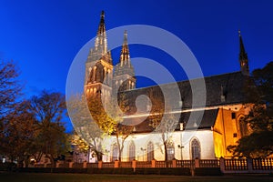 Church of St. Peter and St. Paul at night, Vysehrad, Prague, Czech Republic