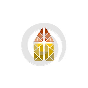 Church stain glass window icon isolated on white background