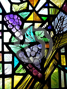 Church: stained glass window with grapes