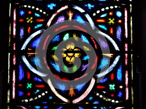 Church: stained glass window quatrefoil design photo