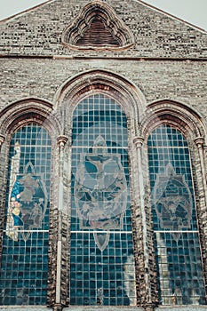 Church Stained glass window vintage filter applied