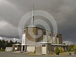 Church and steeple with cross