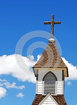 Church steeple and cross photo