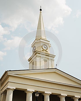 Church steeple in downtown Lexington, Virginia