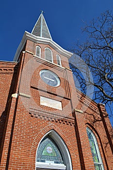 Church steeple and facade photo