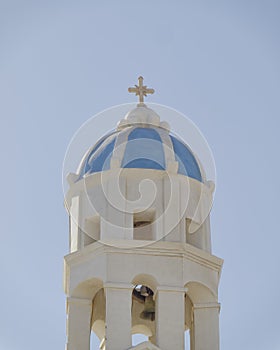 Church steeple in a Mediterranean island