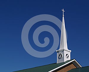 Church Steeple with Praying Hands