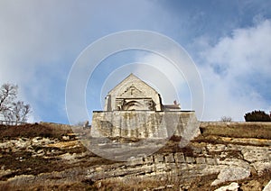 Church at Stevn Klint edge of Cliff with Clouds